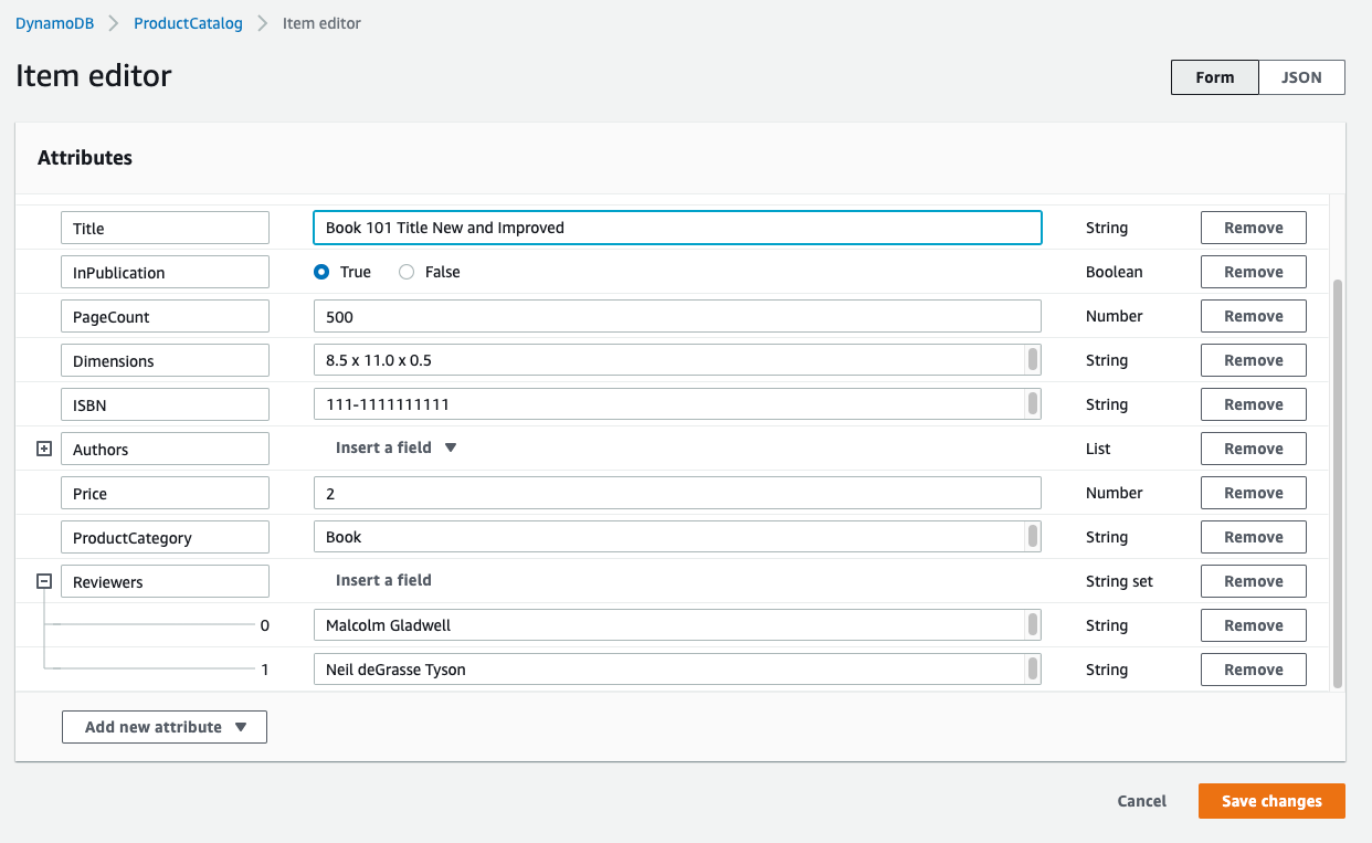 Console ProductCatalog Items Editor Forms