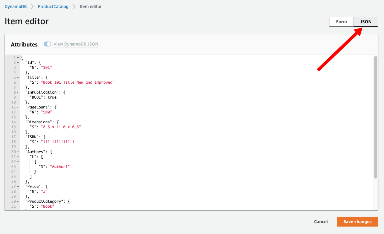 Console ProductCatalog Items Editor JSON