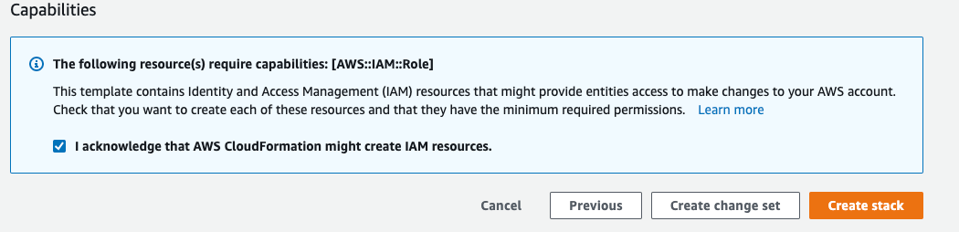 Acknowledge IAM role capabilities