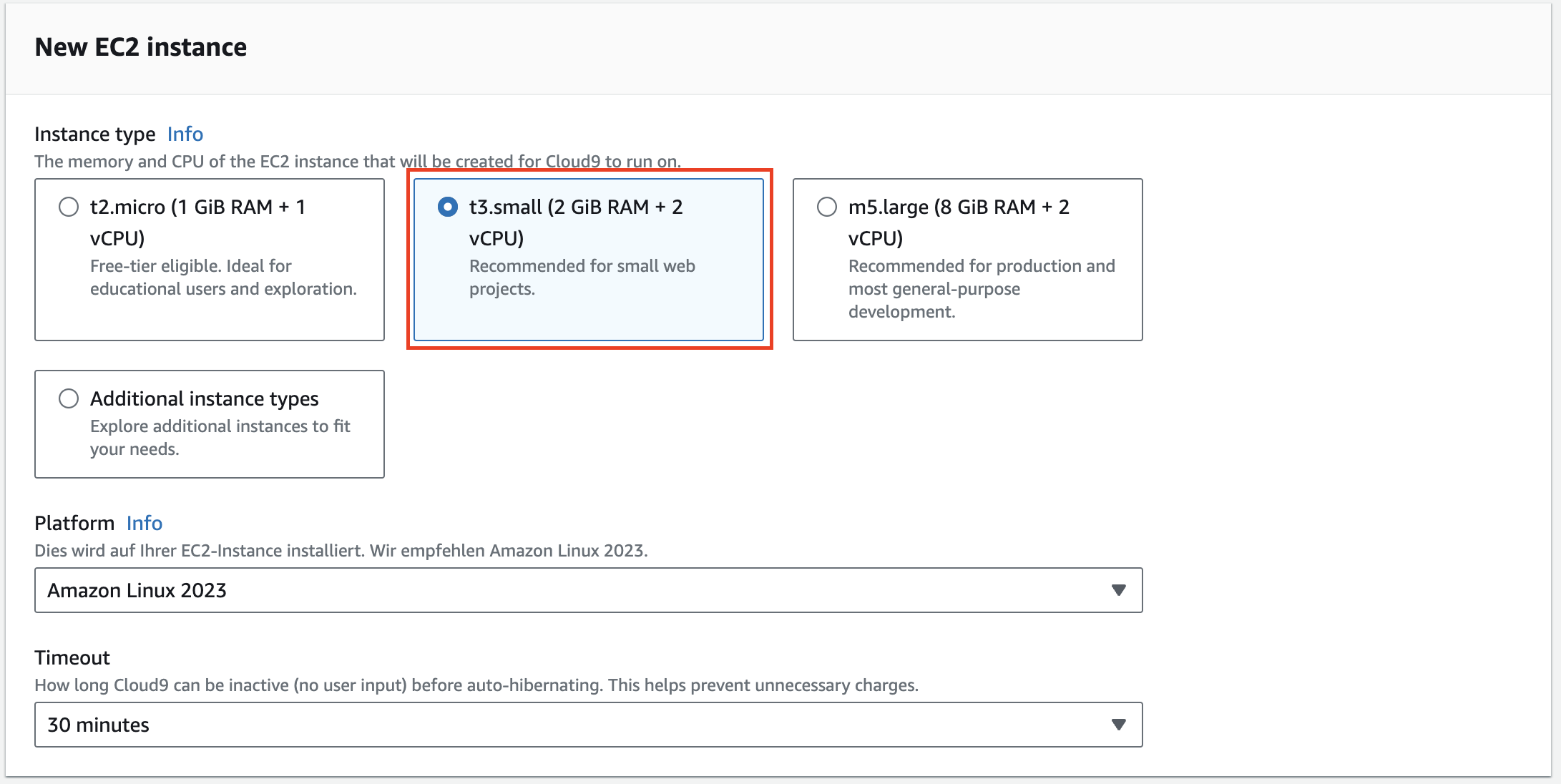 Select Cloud9 instance