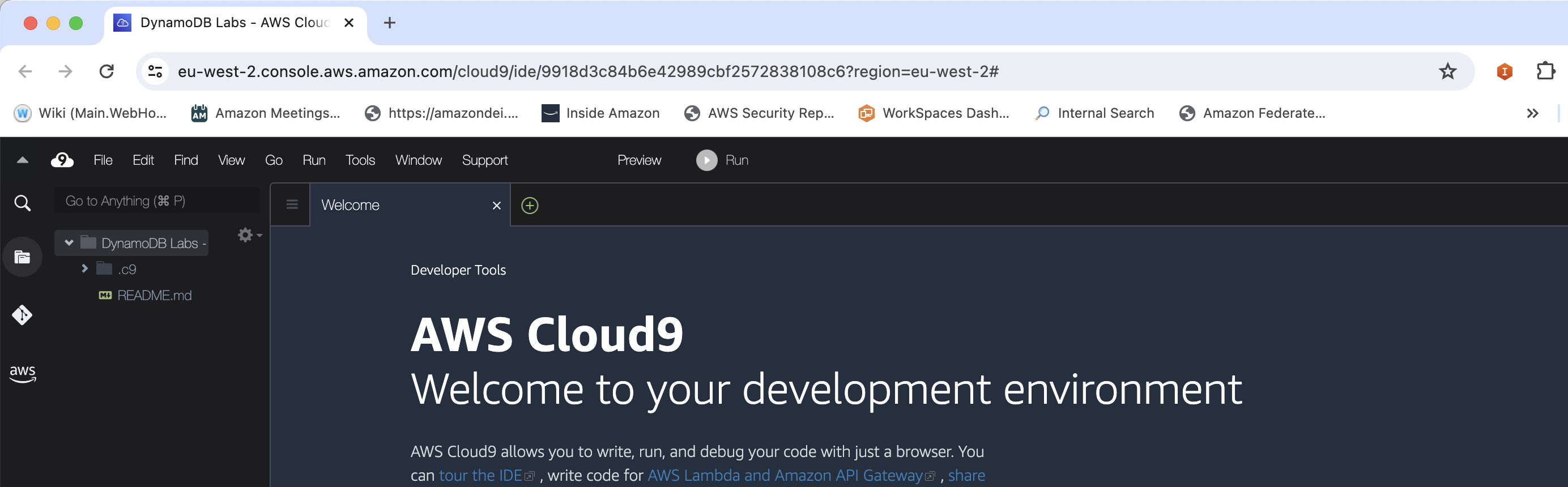 Launch Cloud9 environment