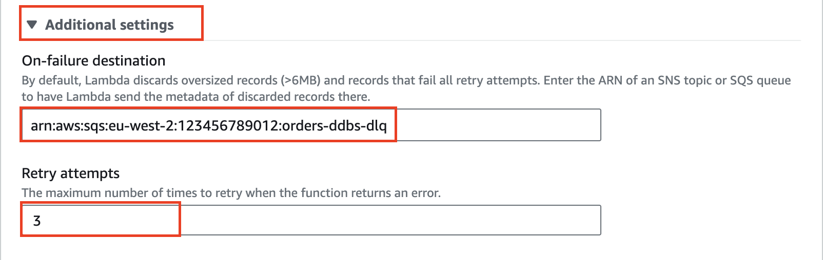AWS Lambda function console