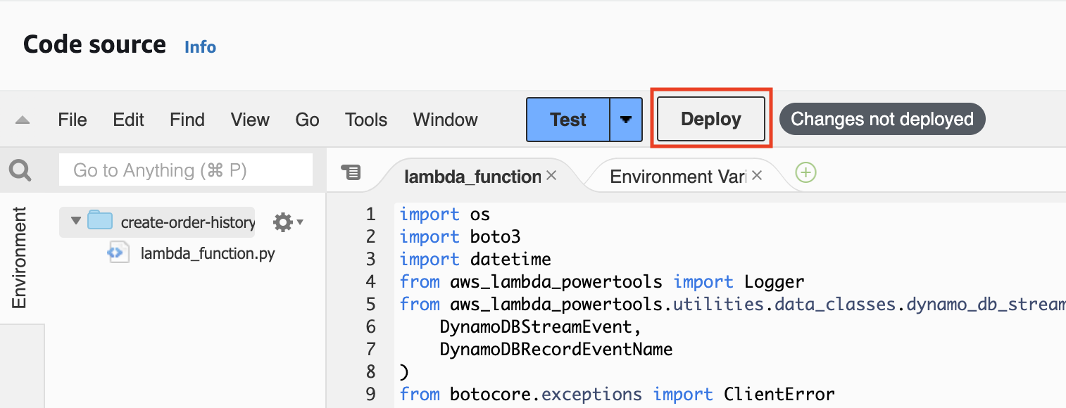 AWS Lambda function creation wizard