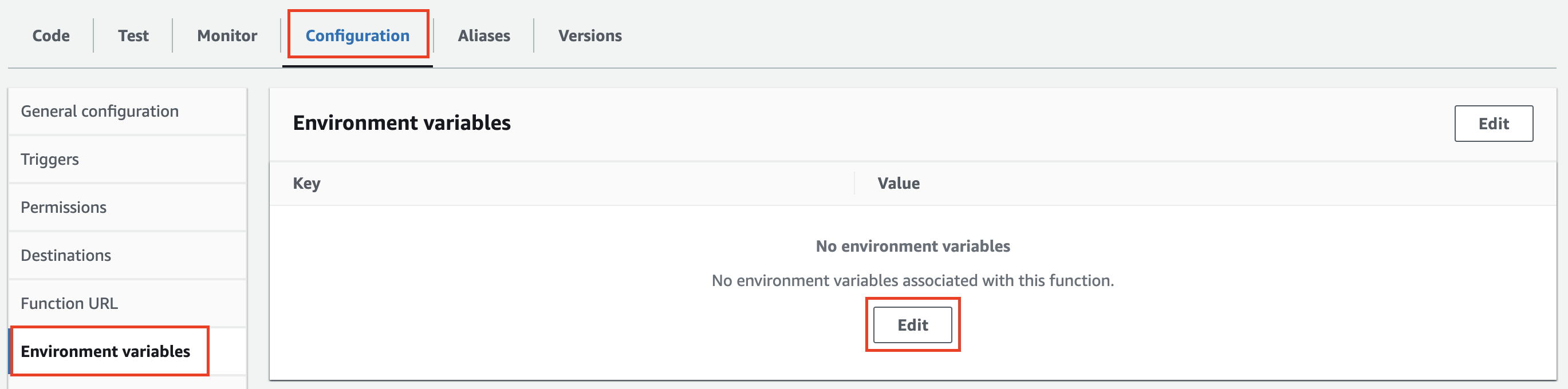 AWS Lambda function console