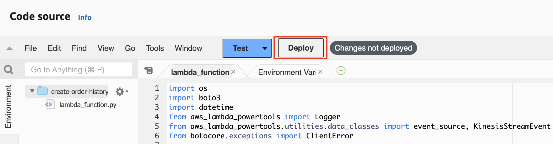 AWS Lambda function creation wizard