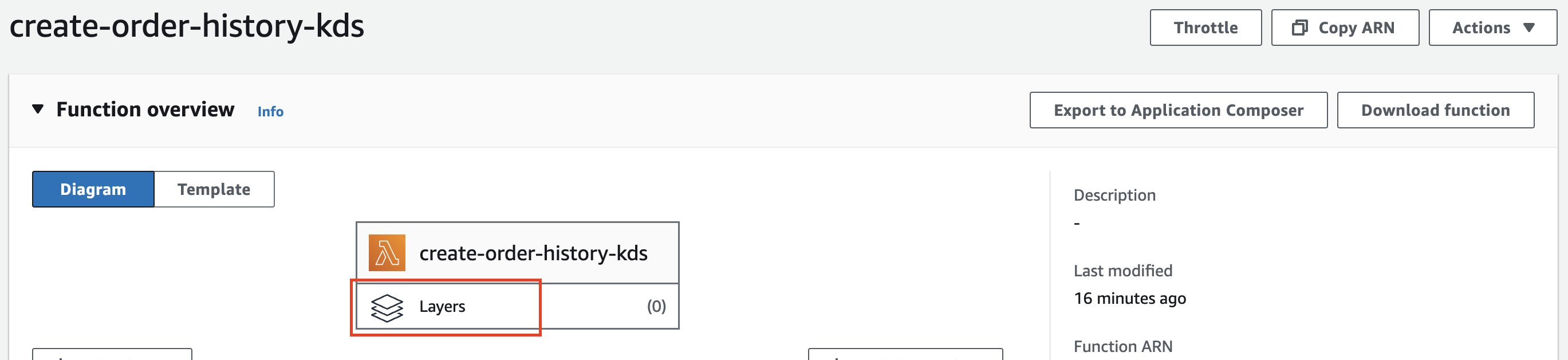 AWS Lambda function console