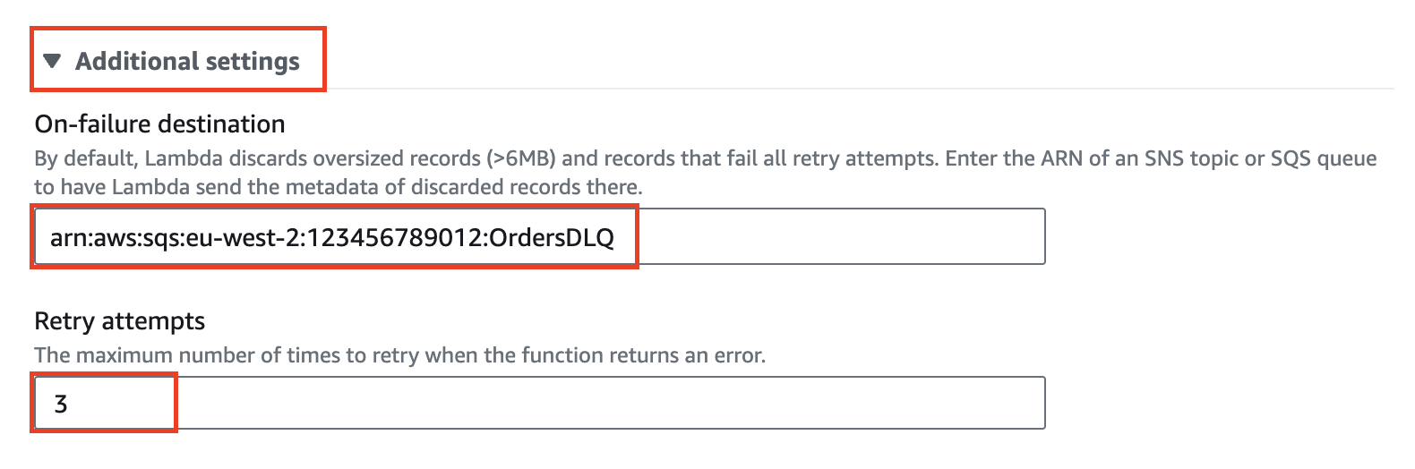 AWS Lambda function console